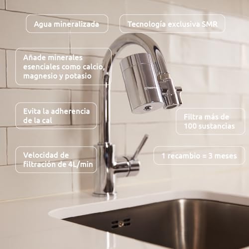  Filtro de agua EcoPro SMR para grifo: 6 etapas de filtración y Swedish Mineral Rock para agua pura y saludable
| Purifi