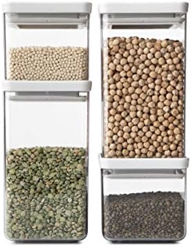  Brabantia tasty - Set de 4 botes apilables cuadrados transparentes para alimentos, ideales para cocina y almacenamiento